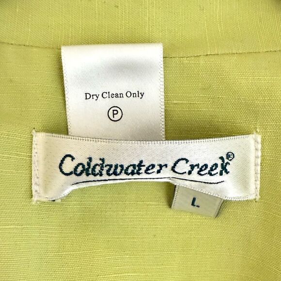Coldwater Creek - Open Front Jacket Green Silk Linen 3/4 Sleeves - size L - Picture 4 of 4